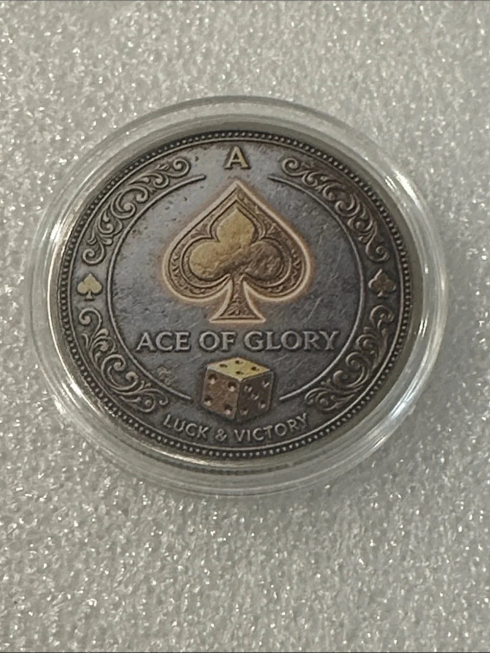 Ace of Spades Decorative Coin Insert - Black with Red Heart Accent